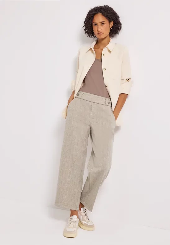 Thumbnail - Street One Frauen Straight Leg Melange Hose in Beige, Gr: 44