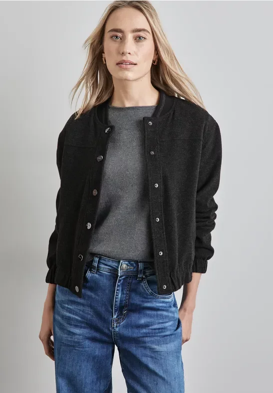 Street One Frauen Blouson mit Knopfleise in Grau, Gr: 46