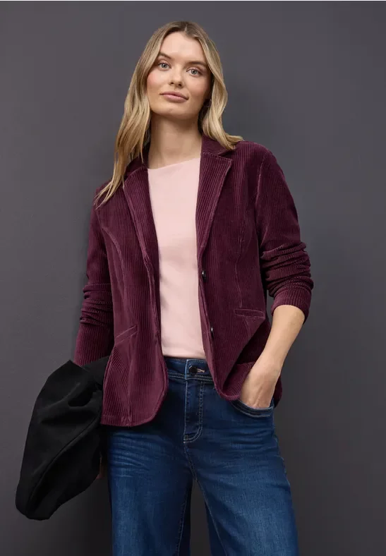 Street One Frauen Softer Cordblazer in Rot, Gr: 46