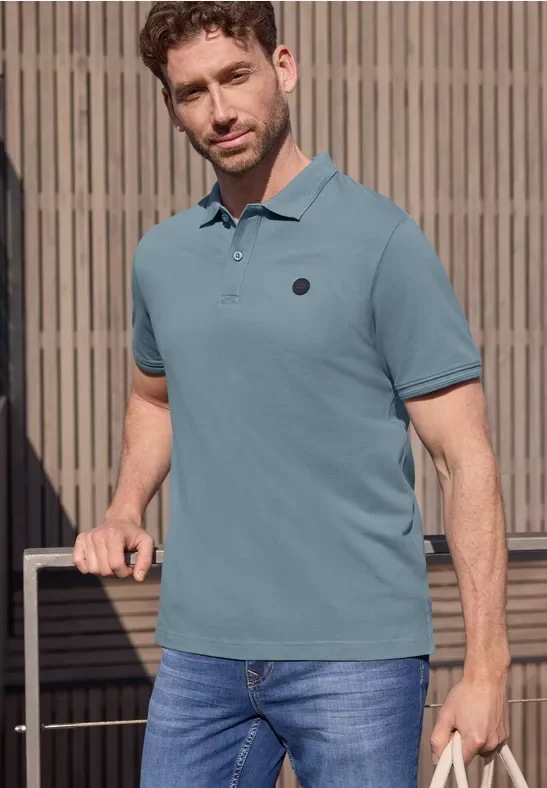 Street One MEN Männer Basic Komfort-Poloshirt in Blau, Gr: 3XL