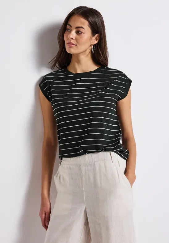 Street One Frauen Gestreiftes Shirt in Grün, Gr: 42