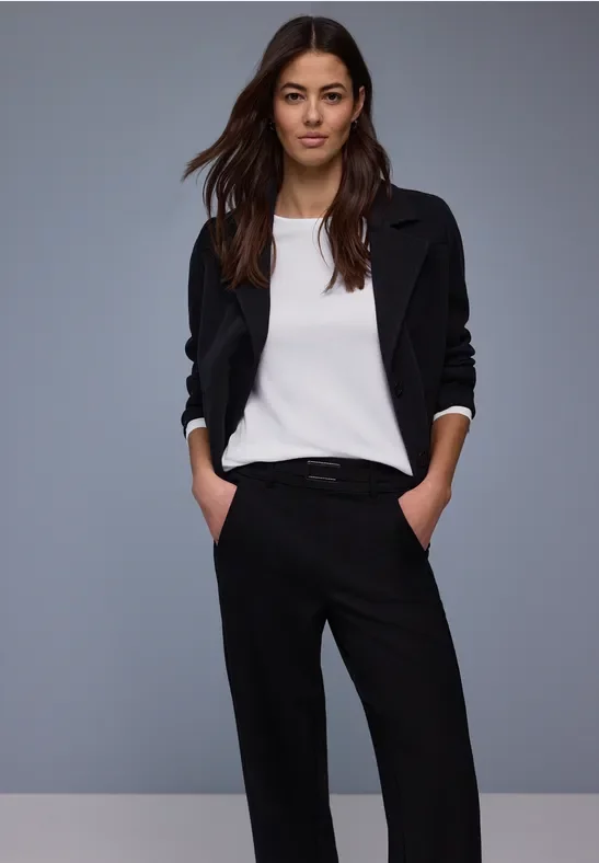 Street One Frauen Shirt in Unifarbe in Weiß, Gr: 46