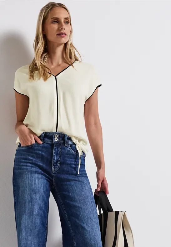 Street One Frauen Shirt mit Tunnelzug in Weiß, Gr: 42