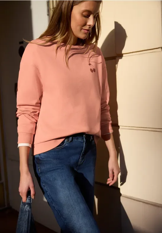 Street One Studio Frauen Langarm Sweatshirt mit Backprint in Orange, Gr: 36