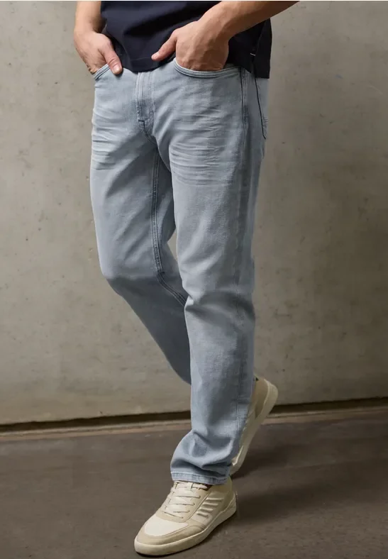 Street One MEN Männer Straight Leg Jeans in Grau, Gr: 40