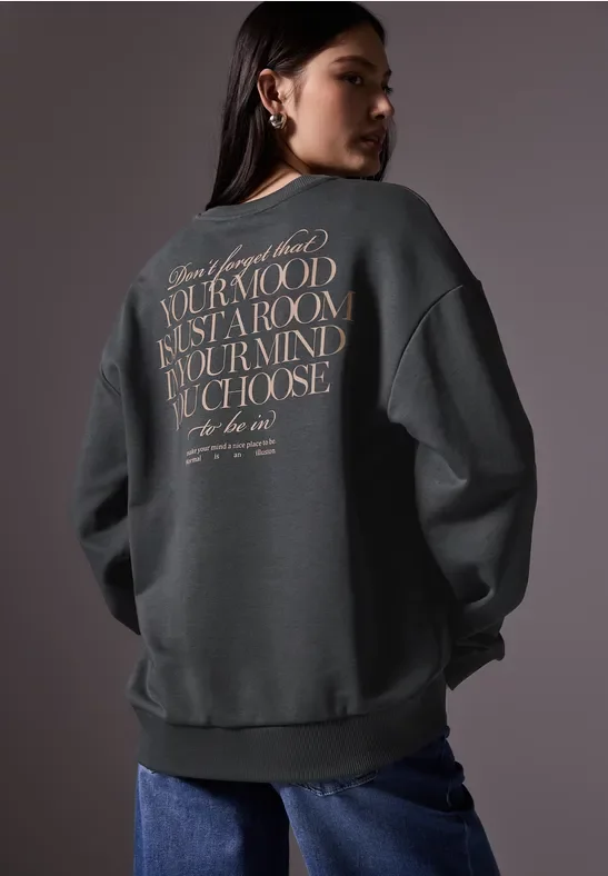 Street One Studio Frauen Sweater mit Backprint in Grau, Gr: 46