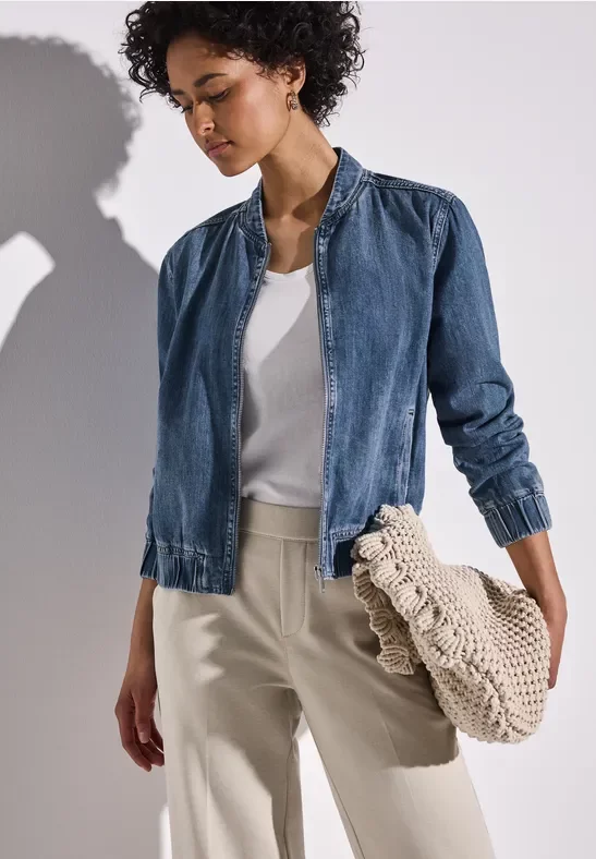 Street One Frauen Jeans Blouson in Blau, Gr: 34