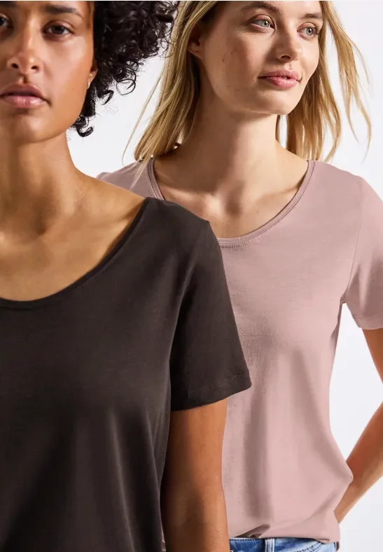 Thumbnail - Street One Frauen 2er-Pack V-Neck T-Shirt in Multicolour, Gr: 34