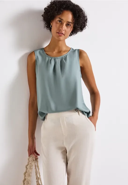 Thumbnail - Street One Frauen Blusentop mit Raffung in Blau, Gr: 46