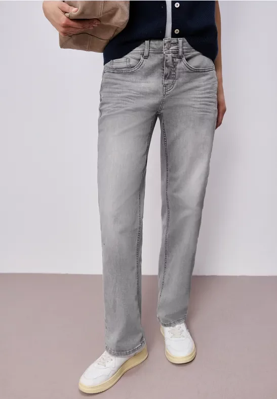 Street One Frauen Straight Leg Jeans in Grau, Gr: 33