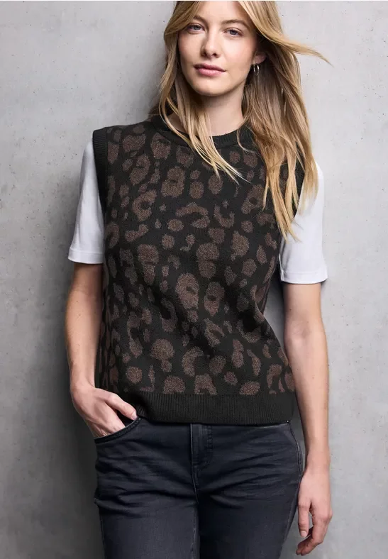 Thumbnail - Street One Studio Frauen Jacquard Pullunder in Schwarz, Gr: 36