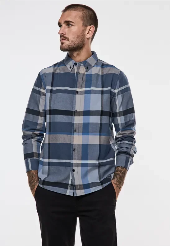 Street One MEN Männer Hemd mit Karo Muster in Blau, Gr: XL