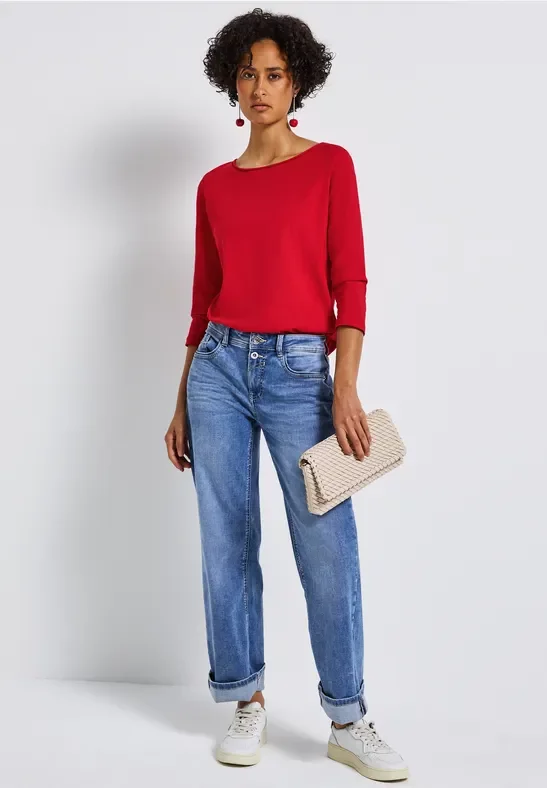 Street One Frauen Shirt mit 3/4 Arm in Rot, Gr: 42