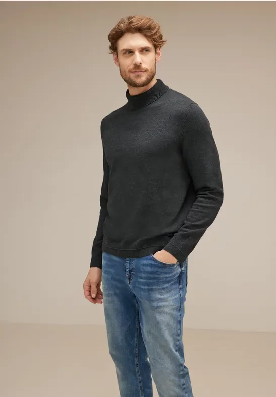 Thumbnail - Street One MEN Männer Pullover mit Rollkragen in Grau, Gr: XL