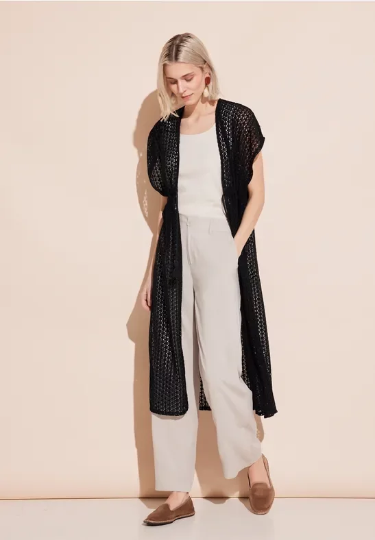 Street One Frauen Stickerei Kimono in Schwarz, Gr: S