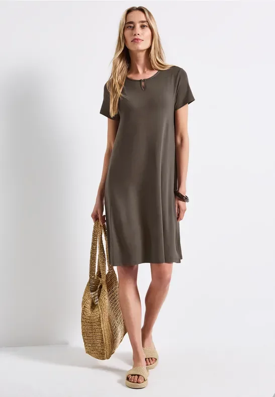 Thumbnail - Street One Frauen T-Shirt-Kleid in Unifarbe in Braun, Gr: 40