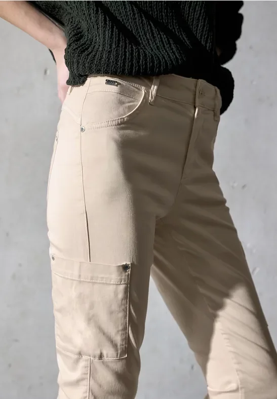 Thumbnail - Street One Studio Frauen Hose im Cargo-Look in Beige, Gr: 40