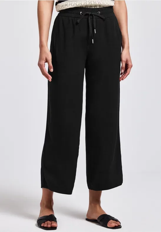 Street One Frauen Wide Leg Hose in Schwarz, Gr: 38