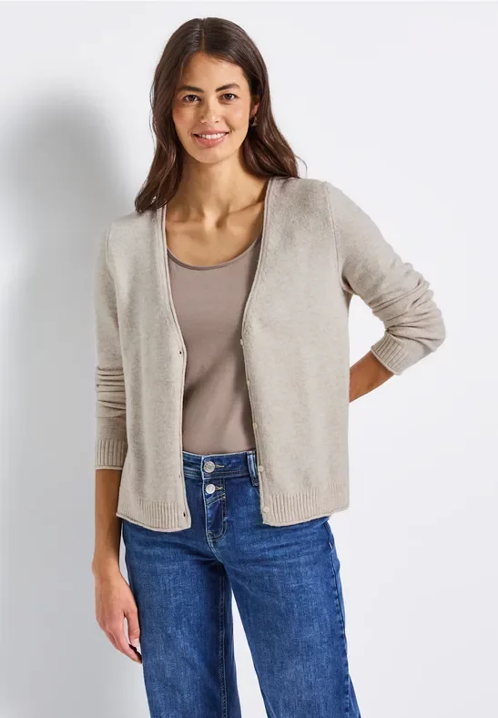 Street One Frauen Kurzer Cardigan in Beige, Gr: 44