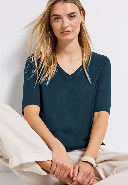 Thumbnail - Street One Frauen V-Neck T-Shirt in Türkis, Gr: 38