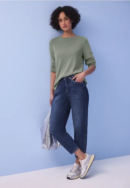 Street One Frauen Shirt in Unifarbe in Grün, Gr: 40