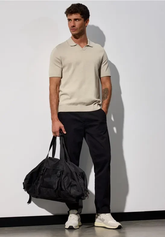 Street One MEN Männer Strick Poloshirt in Beige, Gr: M