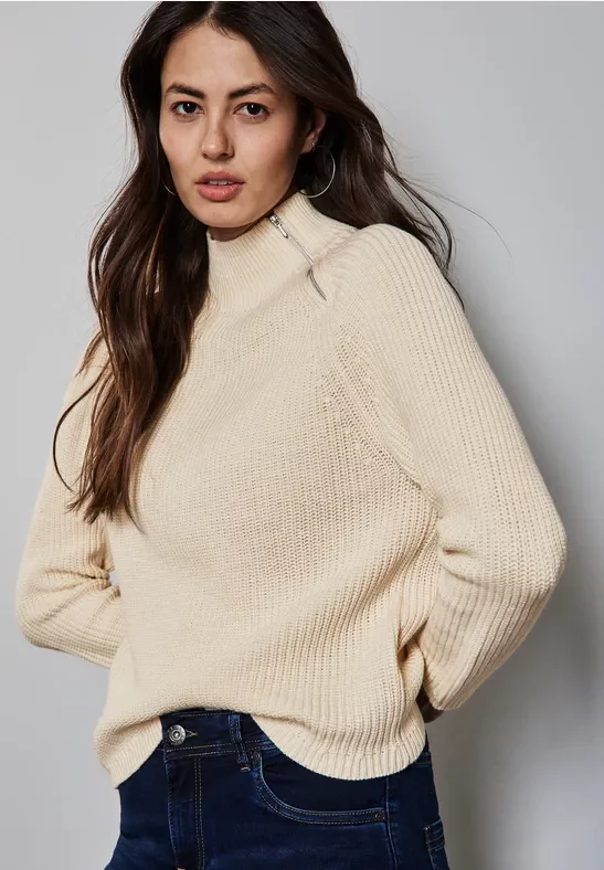 Street One Frauen Raglan Pullover in Beige, Gr: 40