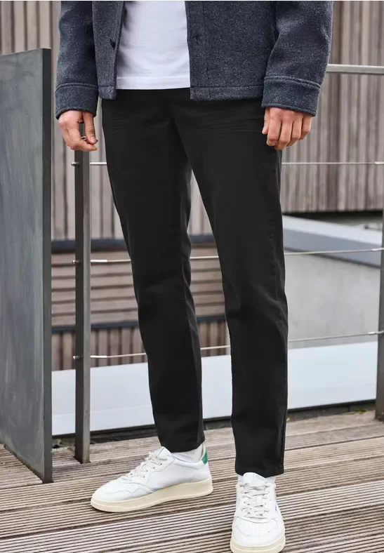 Street One MEN Männer Herringbone Hose in Schwarz, Gr: 31