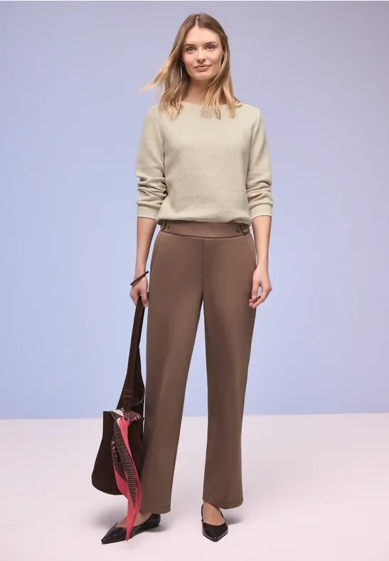 Street One Frauen Strukturshirt mit Details in Beige, Gr: 44