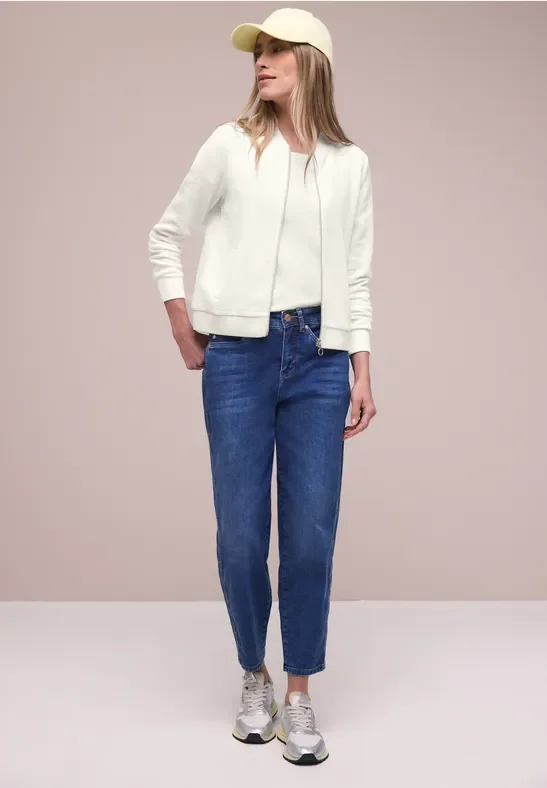 Street One Frauen Blouson mit Zipper und Struktur in Weiß, Gr: 42