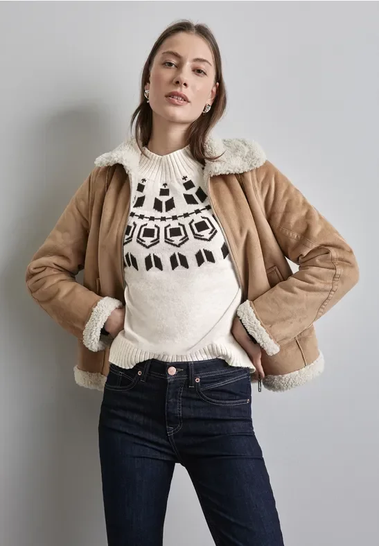 Thumbnail - Street One Frauen Jaquard Pullover in Weiß, Gr: 46
