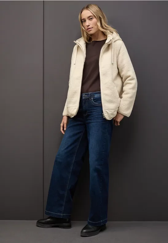 Street One Frauen Gefütterte Teddy-Jacke in Beige, Gr: 36