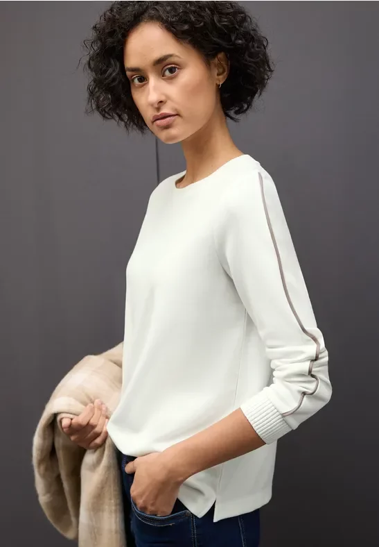 Street One Frauen Shirt mit Tape Details in Weiß, Gr: 40