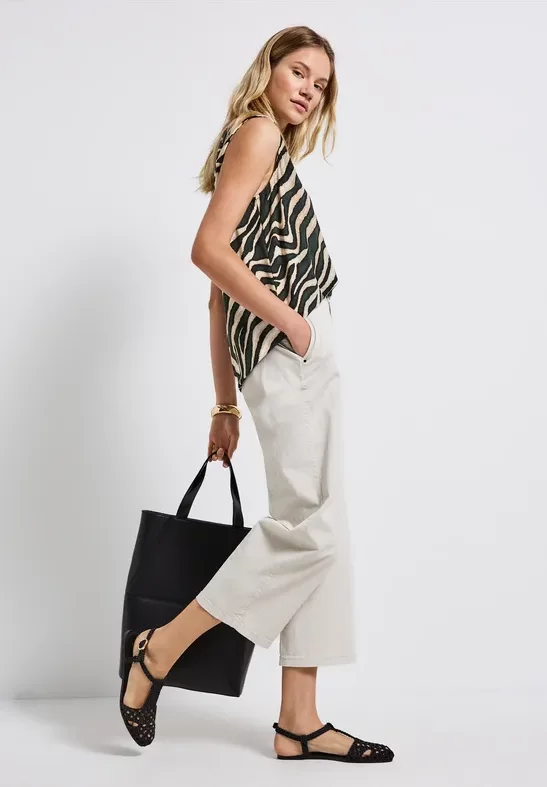 Street One Frauen Gemustertes Basic Top in Grün, Gr: 36