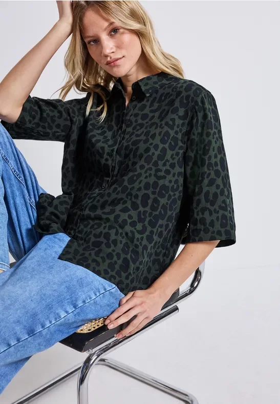 Thumbnail - Street One Frauen Gemusterte Hemdbluse in Grün, Gr: 34