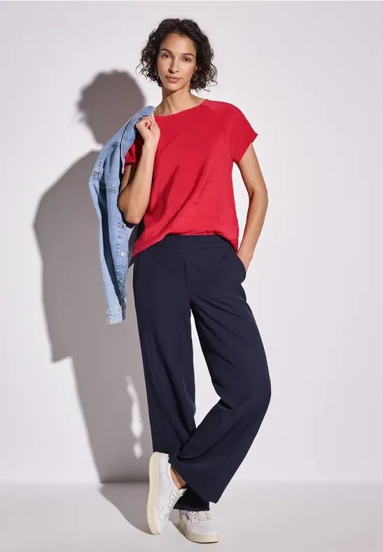 Thumbnail - Street One Frauen Shirt mit Tunnelzug in Rot, Gr: 34