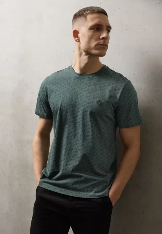 Street One MEN Männer T-Shirt mit grafischem Minimal Print in Grün, Gr: 3XL