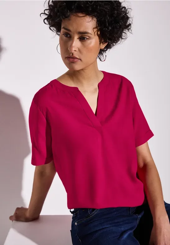 Thumbnail - Street One Frauen Bluse in Unifarbe in Pink, Gr: 34