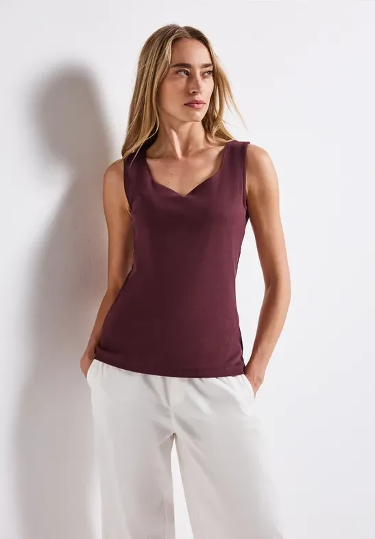 Street One Frauen Top mit Herzausschnitt in Rot, Gr: 44