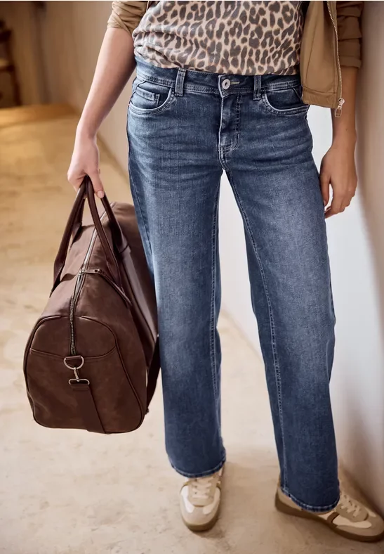 Street One Studio Frauen Wide Leg Jeans in Blau, Gr: 24