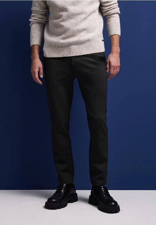 Street One MEN Männer Jersey Chino in Schwarz, Gr: 29
