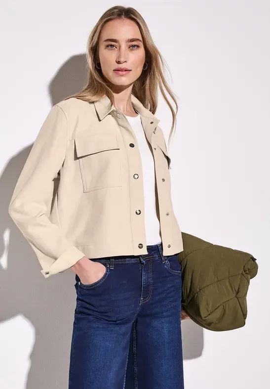 Street One Frauen Kurze Twill-Jacke in Beige, Gr: 46