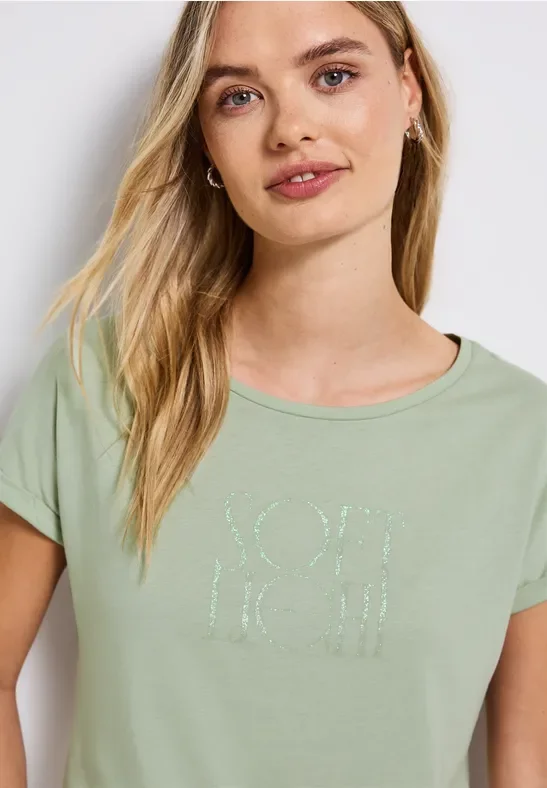 Thumbnail - Street One Frauen Basic Shirt mit Print in Grün, Gr: 44