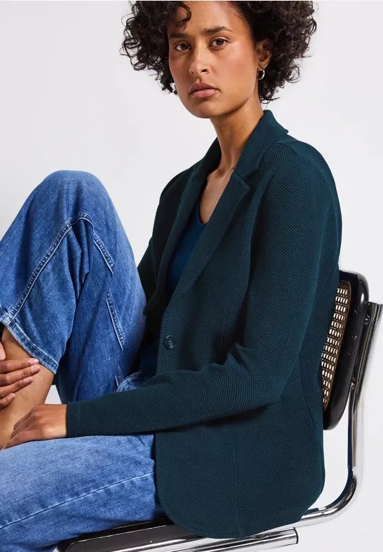 Street One Frauen Basic Blazer mit Struktur in Türkis, Gr: 46