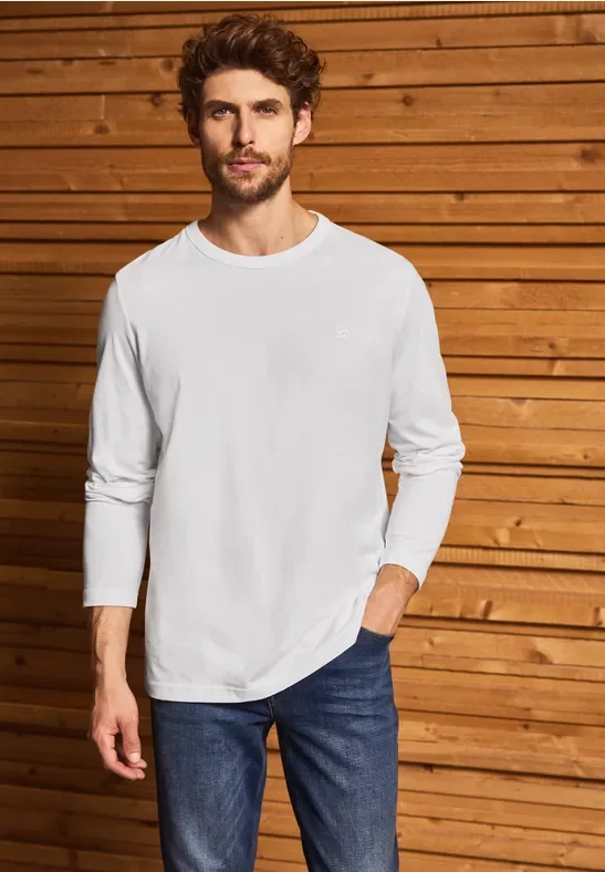 Street One MEN Männer Softes Langarmshirt in Weiß, Gr: S