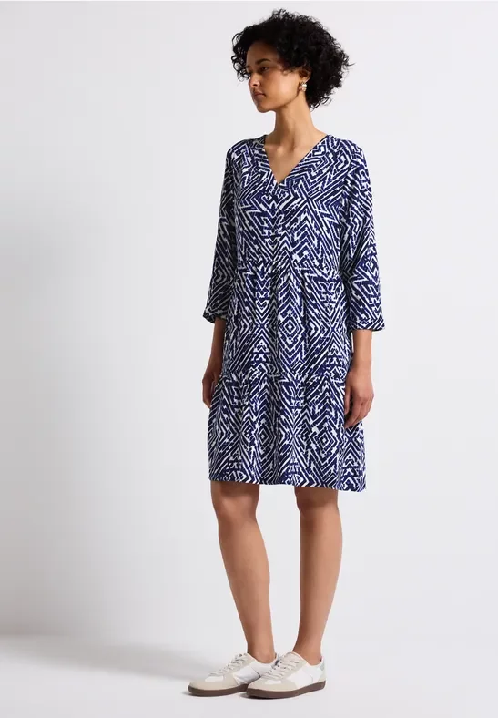 Thumbnail - Street One Frauen Gemustertes Tunika-Kleid in Blau, Gr: 46