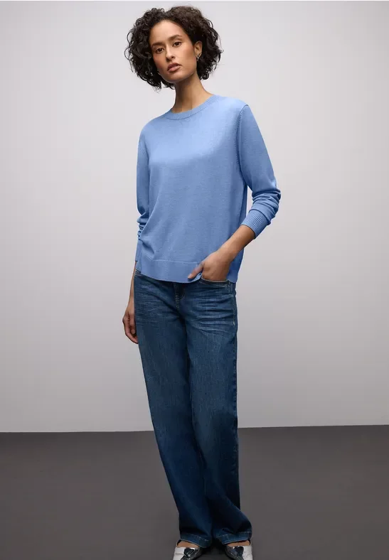 Street One Frauen Basic Pullover in Blau, Gr: 36