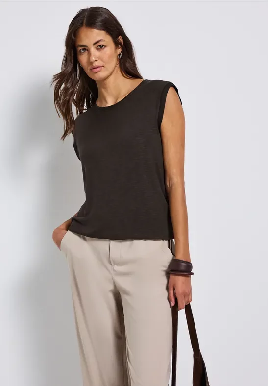 Street One Frauen Shirt mit Dekotapes in Braun, Gr: 36