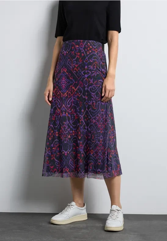 Street One Frauen Mesh-Rock in Multicolour|Schwarz, Gr: 34