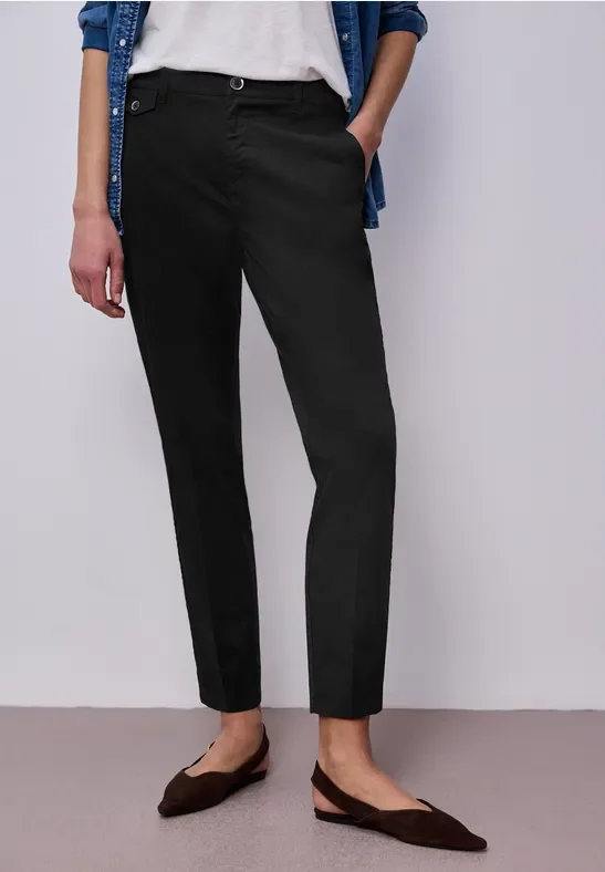 Street One Frauen Chino im Casual Fit in softer Qualität in Schwarz, Gr: 34